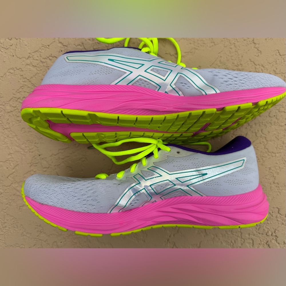 Asics Gel Excite 7 Polar Shade White Pink Neon Running Shoes Women’s Size 11 VGC - Picture 14 of 16